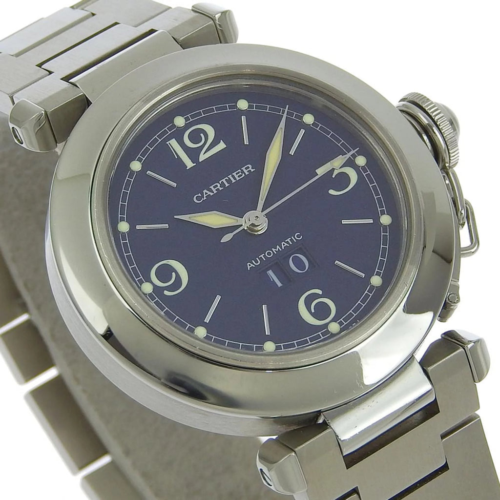Pre-Owned Stainless Steel Automatic Men's Navy Dial Watch Z164