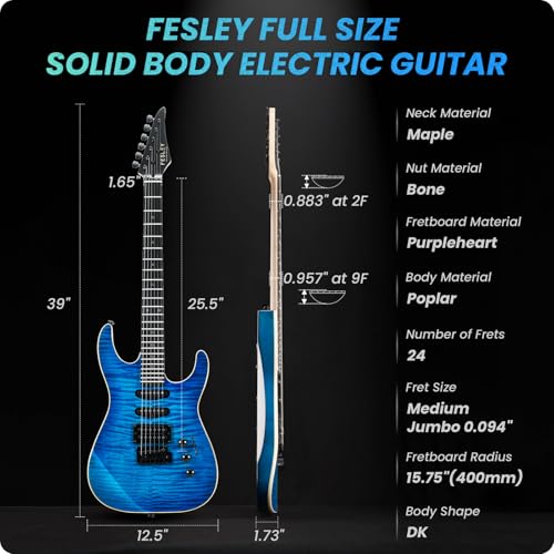 Black Solid Body Electric Guitar with 24 Frets R5356
