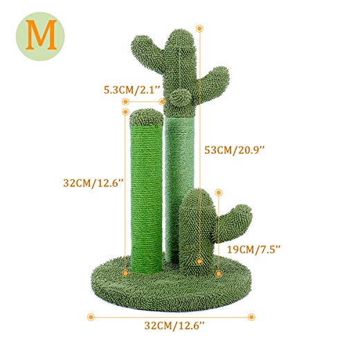 Cat Scratching Post Cactus Cat Scratcher with 3 Scratching Poles and Interactive Dangling Ball A692
