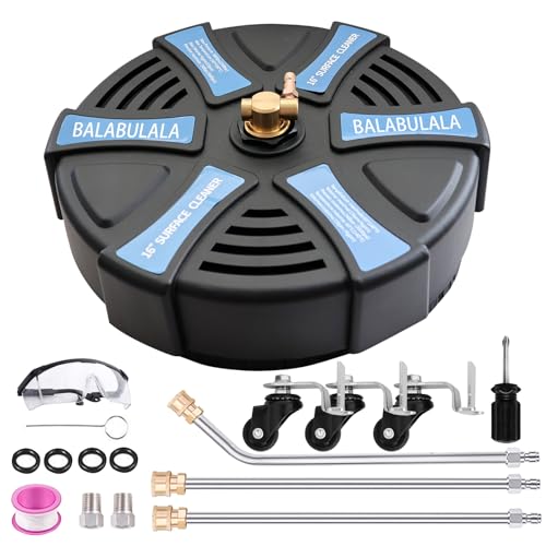18" Pressure Washer Surface Cleaner with 4 Wheels 1/4" Quick Connector 2 Extension Wands T517