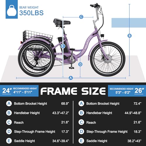 350W 36V Removable Battery 7 Speeds 3 Wheels Electric Tricycle K176143