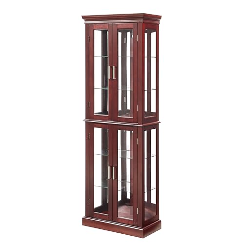 Lighted Corner Curio Cabinet with Adjustable Shelves & Mirrored Back Z653