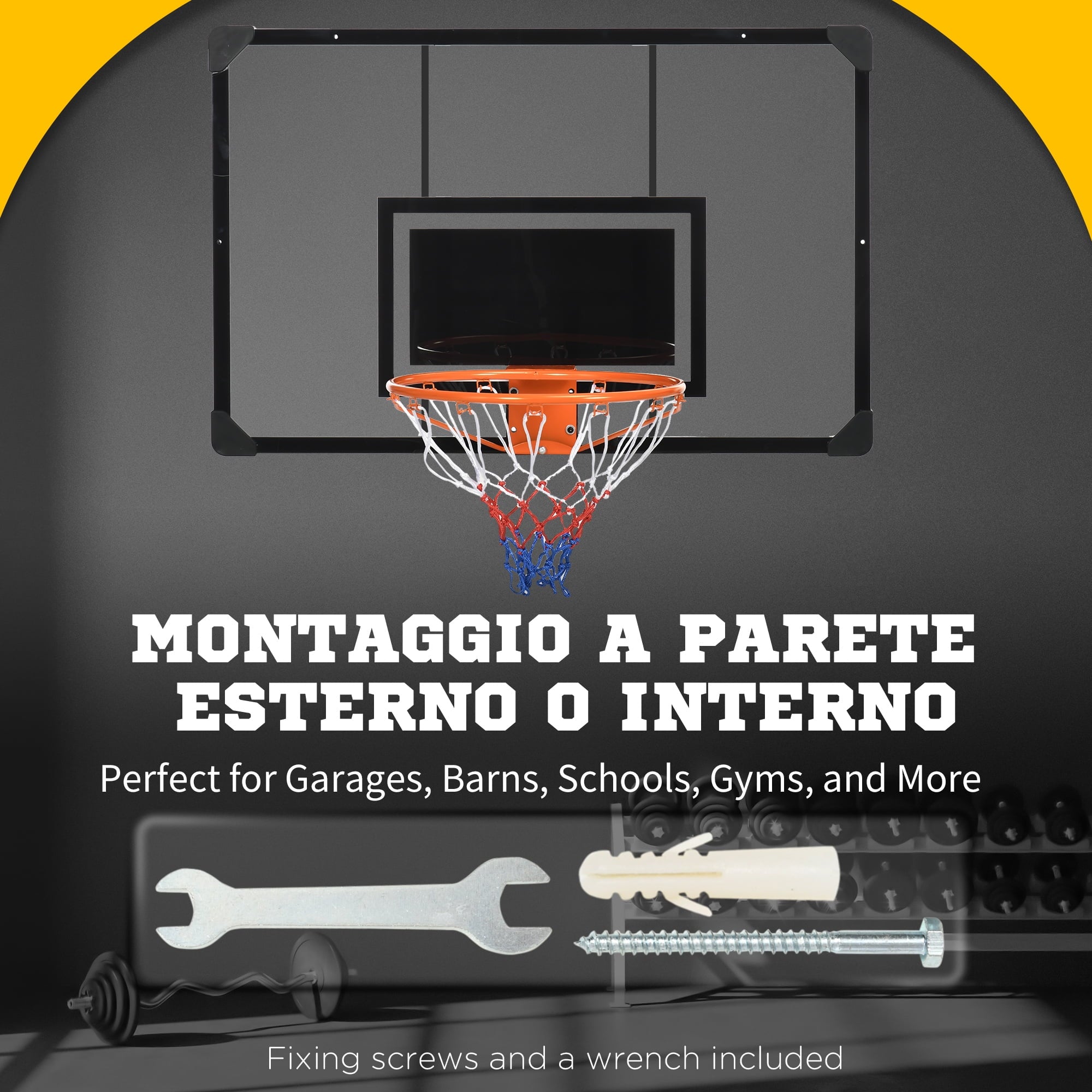 Wall Mounted Basketball Hoop with Shatter Proof Backboard G550