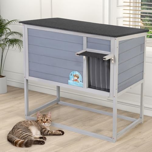 Weatherproof Insulated Outdoor Cat House with PVC Curtain M542