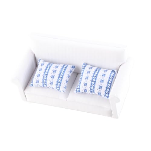 Miniature 2-Seat Sofa with Blue Flower Pattern Cushion Z88605