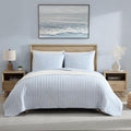 Queen Quilt Set, Reversible Cotton Bedding with Matching Shams, Light Blue Q29649