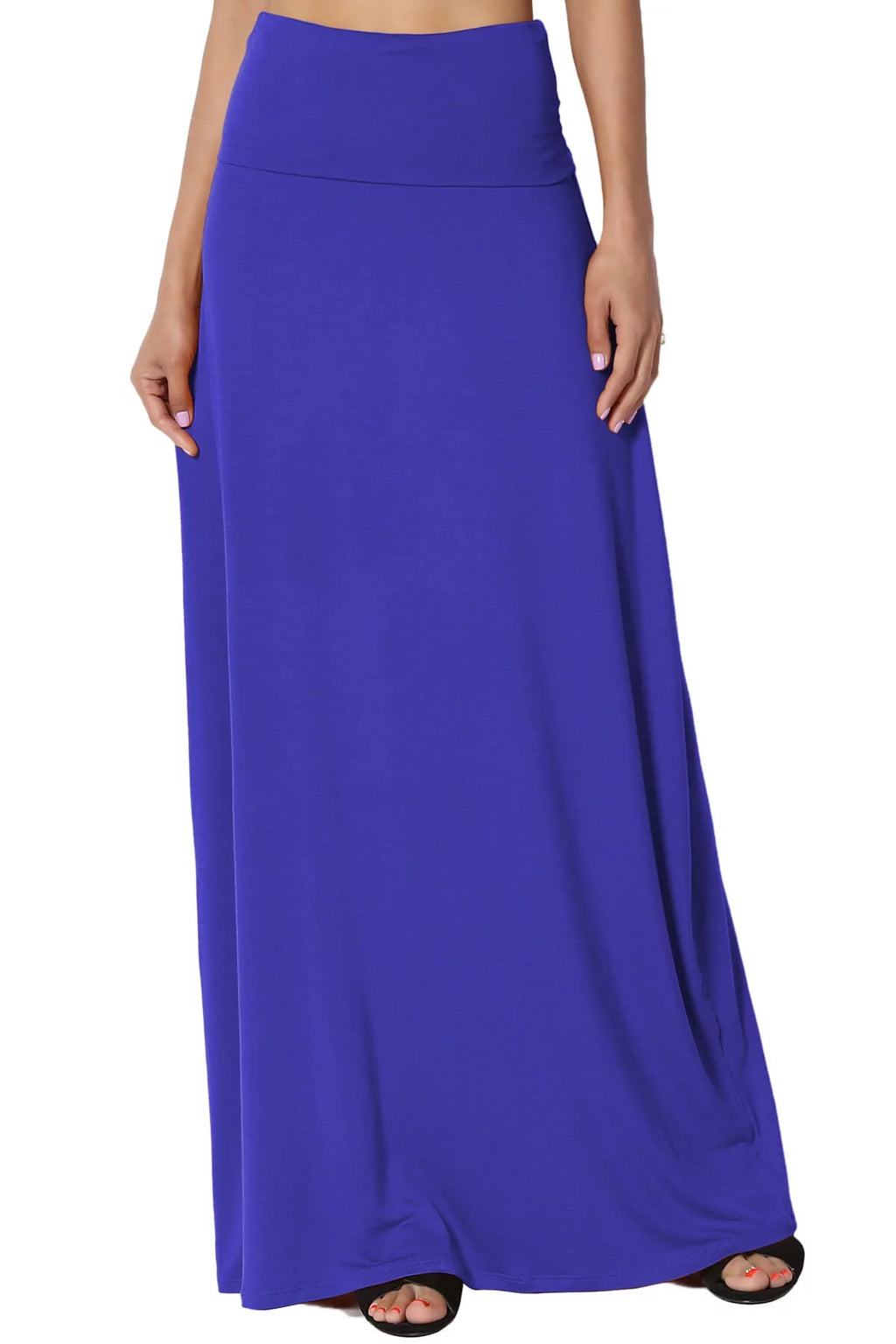 Casual Draped Jersey Long Maxi Skirt M689