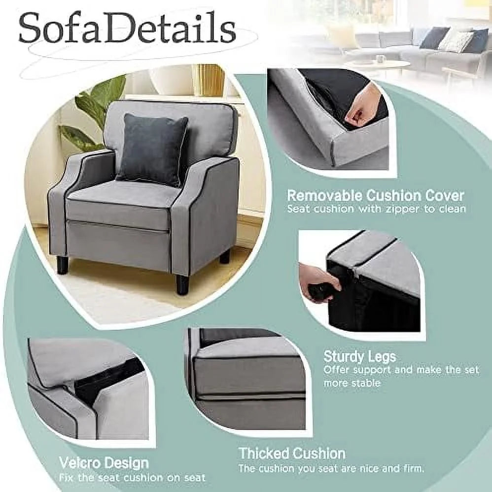 Light Gray Fabric Accent Armchair C89399