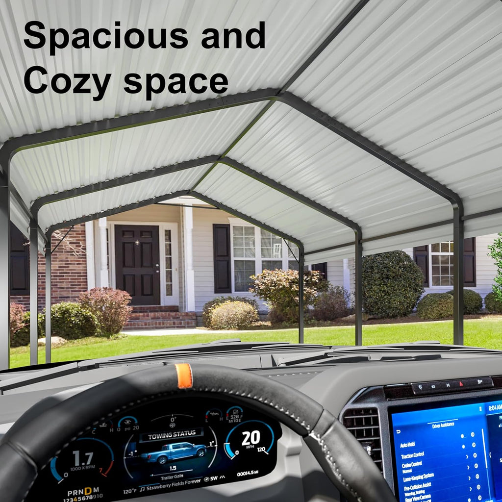 10x15 Metal Carport Heavy Duty Galvanized Car Shelter I333155