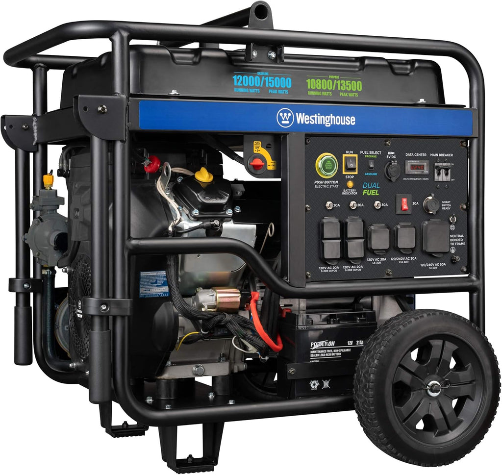 Dual Fuel Portable Generator 9500 Rated 12500 Peak Watts Electric Start N867076