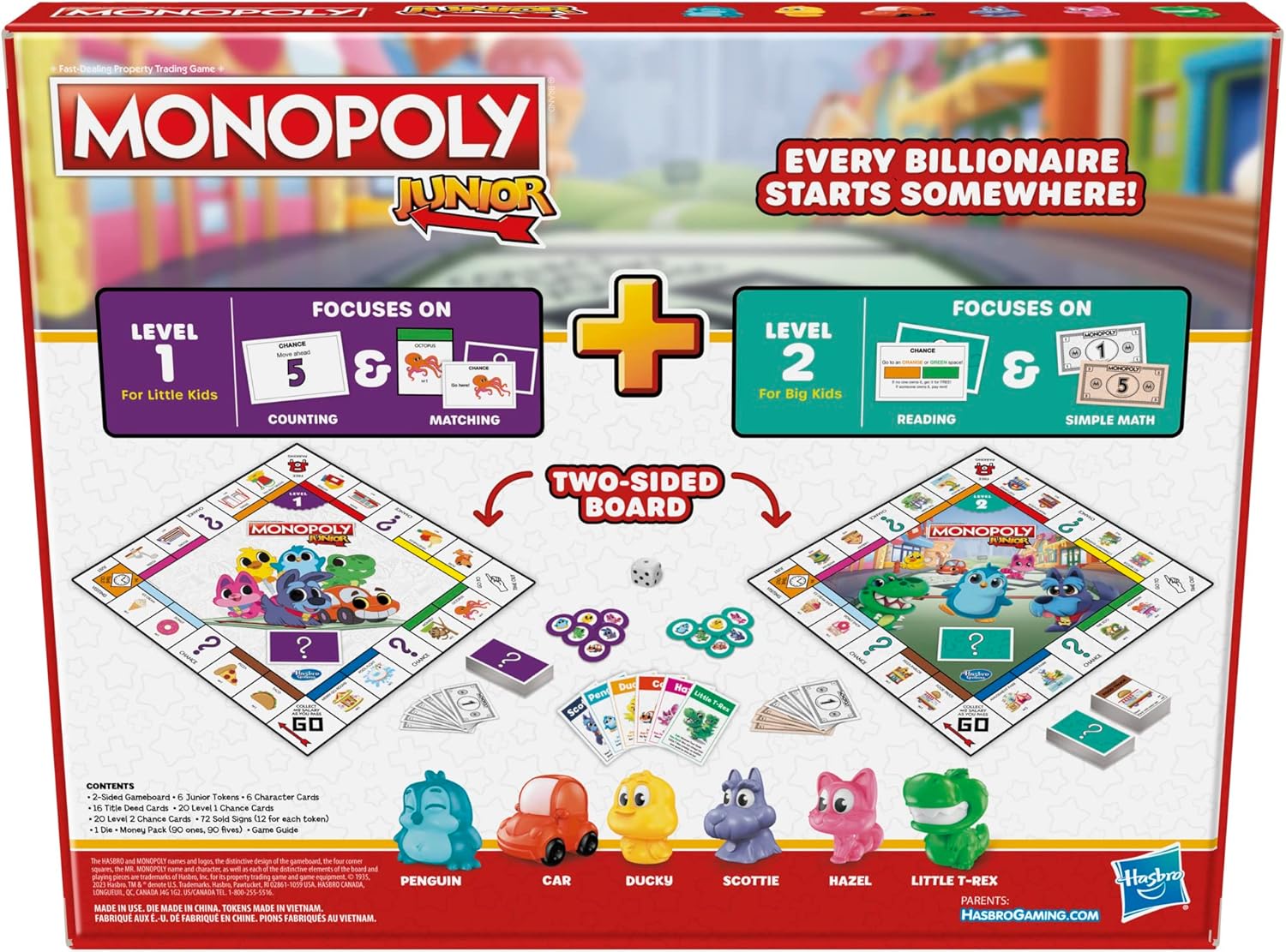 Monopoly Junior Board Game, 2-Sided Gameboard, 2 Games in 1 K26444