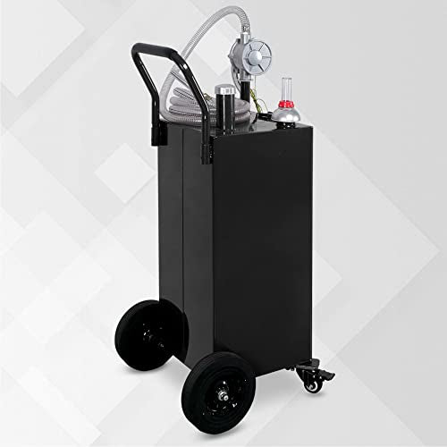 30 Gallon Portable Gas Caddy Fuel Storage Tank with Hand Siphon Pump and Rolling Solid Rubber Wheels Z134233