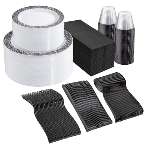 350pcs Silver Party Dinnerware Set B44653