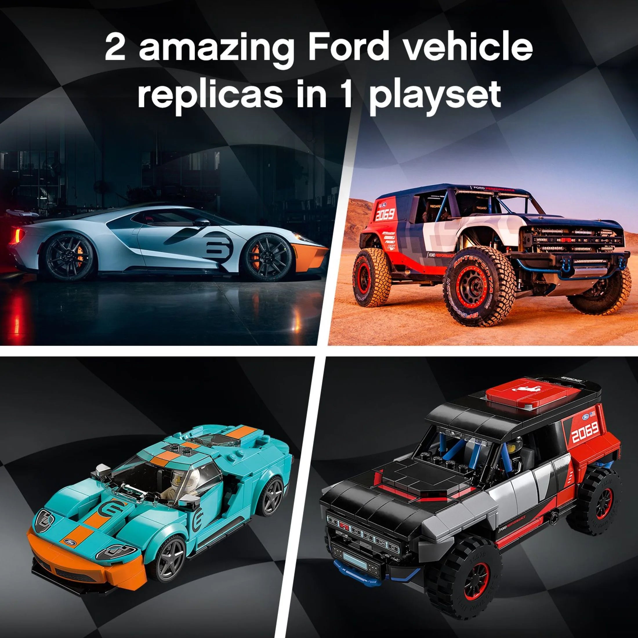 Ford GT Heritage Edition and Bronco R Building Toy (660 Pieces) L765