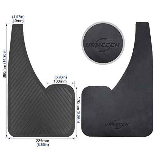 Black Rubber Mud Flaps (4 Pack) with Fastener Rivet Clips U828