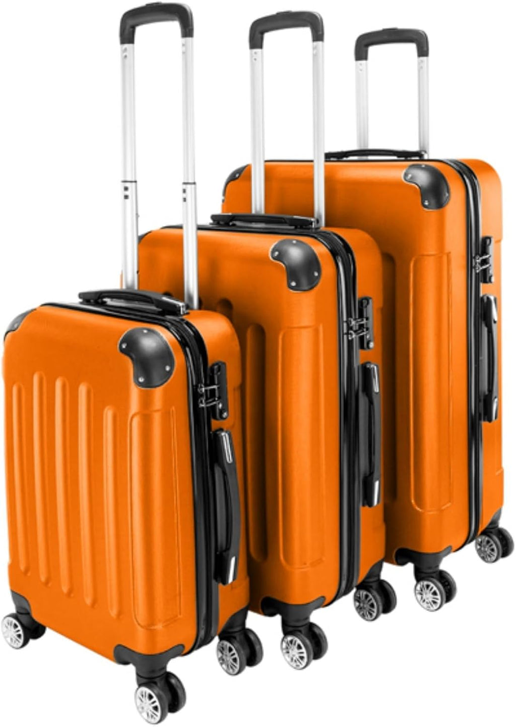 3 Piece Set Hardside Roller Suitcase 20" / 24" / 28" Set, Orange, Blue O77292