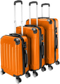 3 Piece Set Hardside Roller Suitcase 20" / 24" / 28" Set, Orange, Blue O77292
