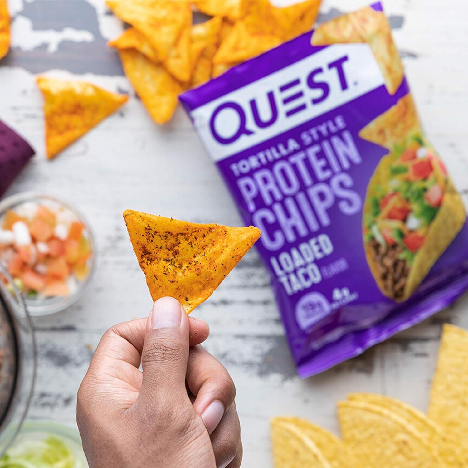 Cheddar & Sour Cream and Loaded Taco Flavors Protein Chips, 1.1 Ounce (Packs of 12) G574144
