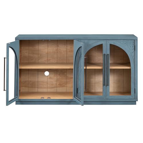 Black Large Sideboard Cabinet with 4 Glass Doors E1361