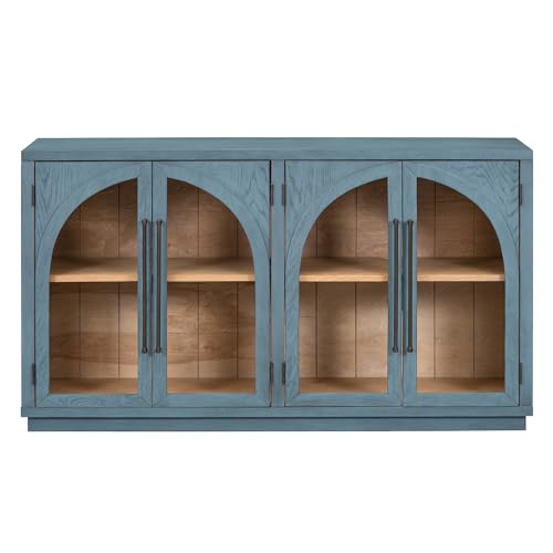 Black Large Sideboard Cabinet with 4 Glass Doors E1361