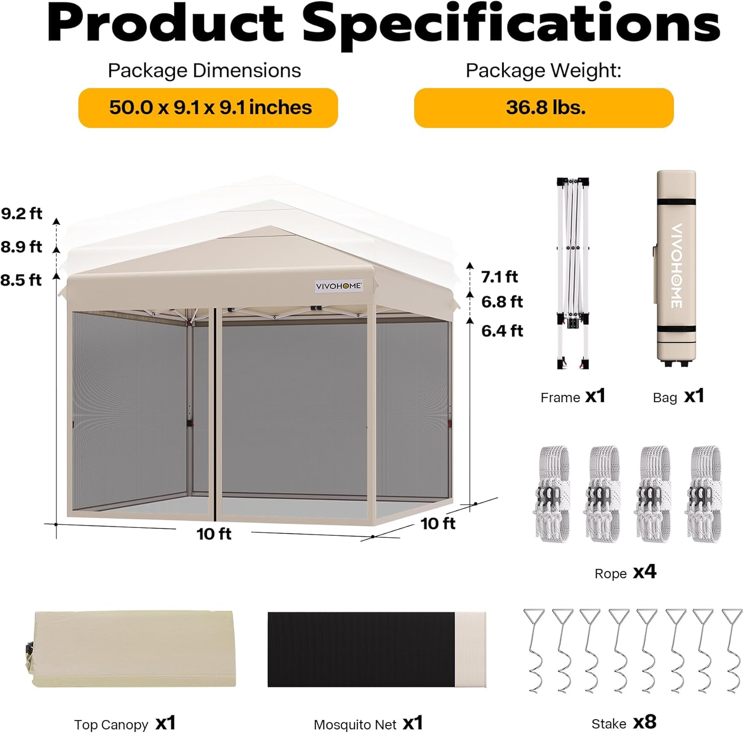 12x12ft Pop-Up Gazebo Screen Tent with Mosquito Netting T4589