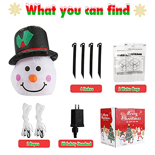 5ft Inflatable Snowman with Built-in Rotating LED Lights F3462