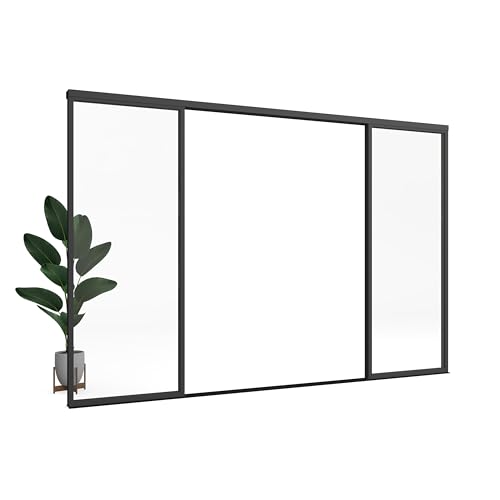 Large 144"x80" 4 Pane Multi Sliding Glass Wall Room Divider with Aluminum Framed Clear Tempered Glass I8806