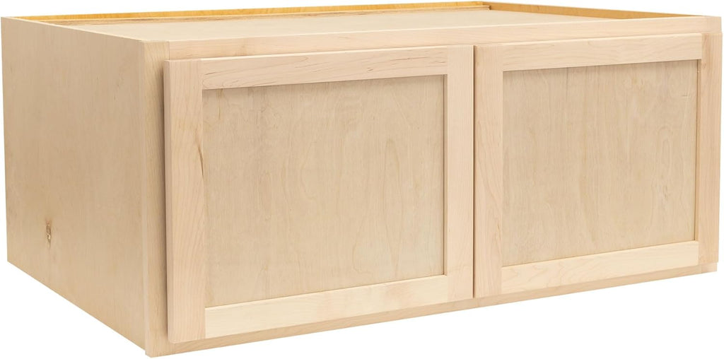 Raw Maple 24" D x 36" W x 12" H Shaker Style Hardwood Wall Kitchen Cabinets E613