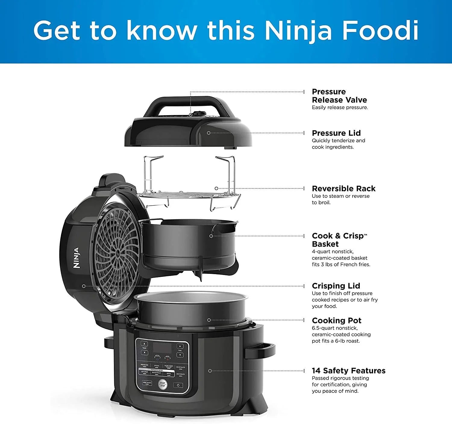Restored 8-in-1 Multi-Cooker Pressure Cooker and Air Fryer 6.5 Qt K5663