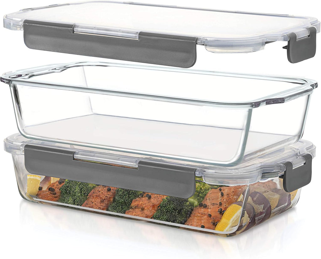 2-Piece Glass Casserole Dish Set with Locking Lids Z11548