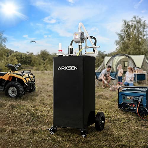30 Gallon Portable Gas Caddy Fuel Storage Tank with Hand Siphon Pump and Rolling Solid Rubber Wheels Z134233