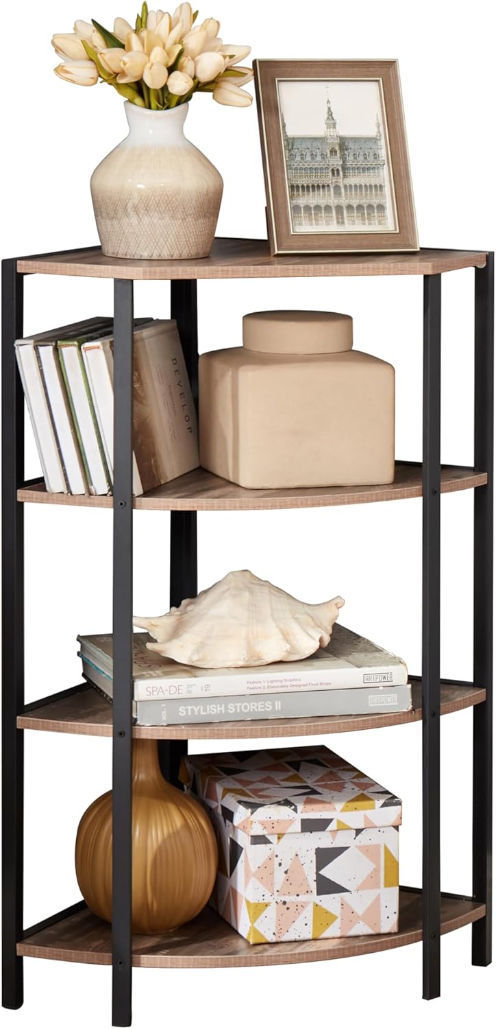 4-Tier Corner Bookshelf Ladder Shelf O335