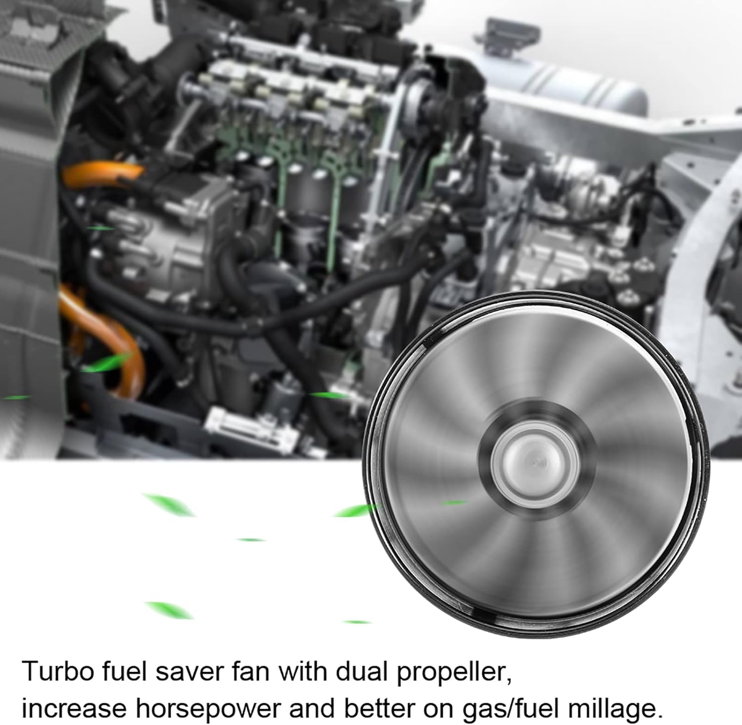 Twin Fan Turbine Car Air Intake Turbocharger Super Gas Fuel Saver (Black) T265