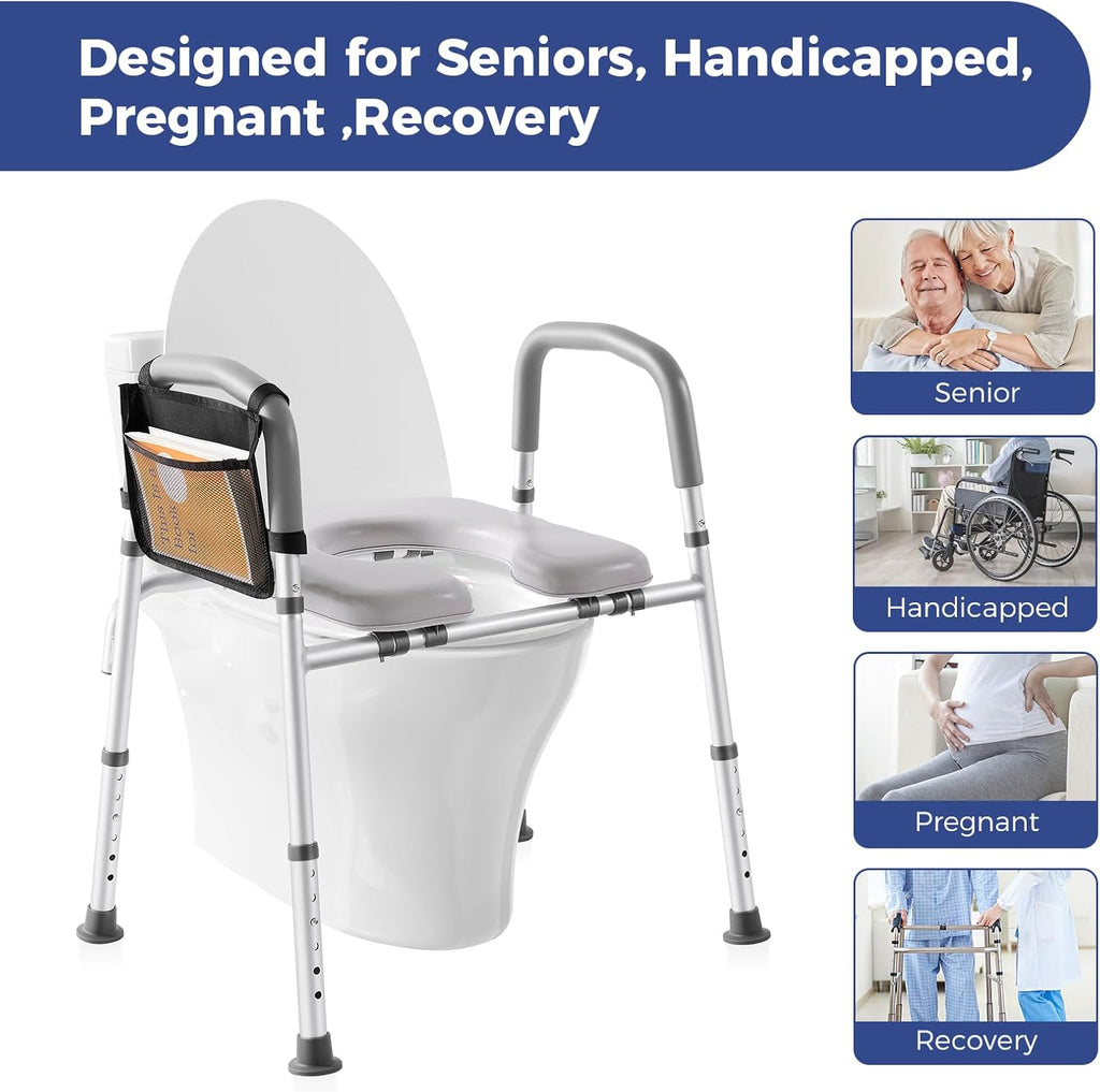 Adjustable Width Raised Toilet Seat with Handles Z325