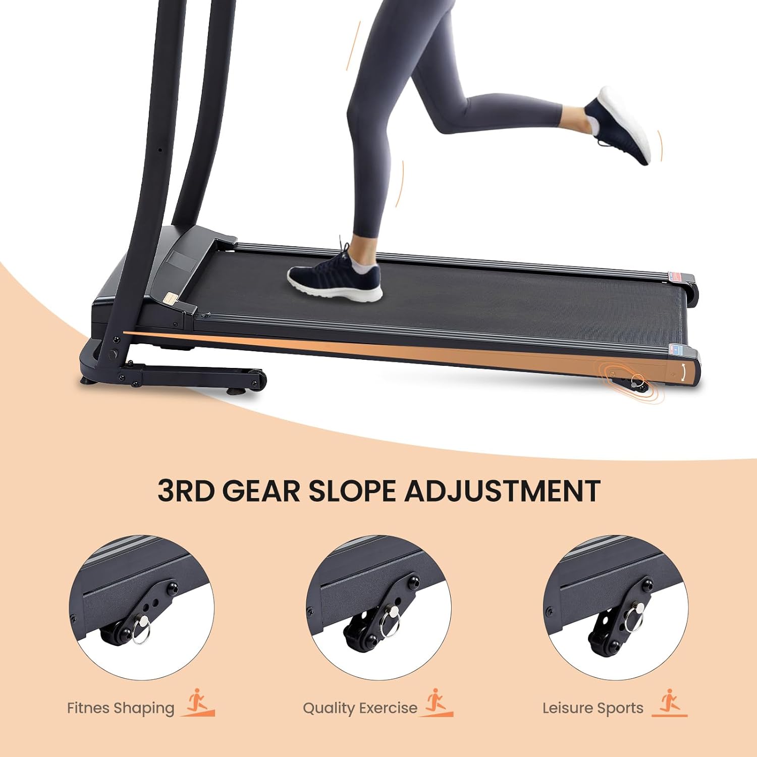 2.5 HP folding treadmill with 3-speed incline adjustment and 12 preset programs P2609