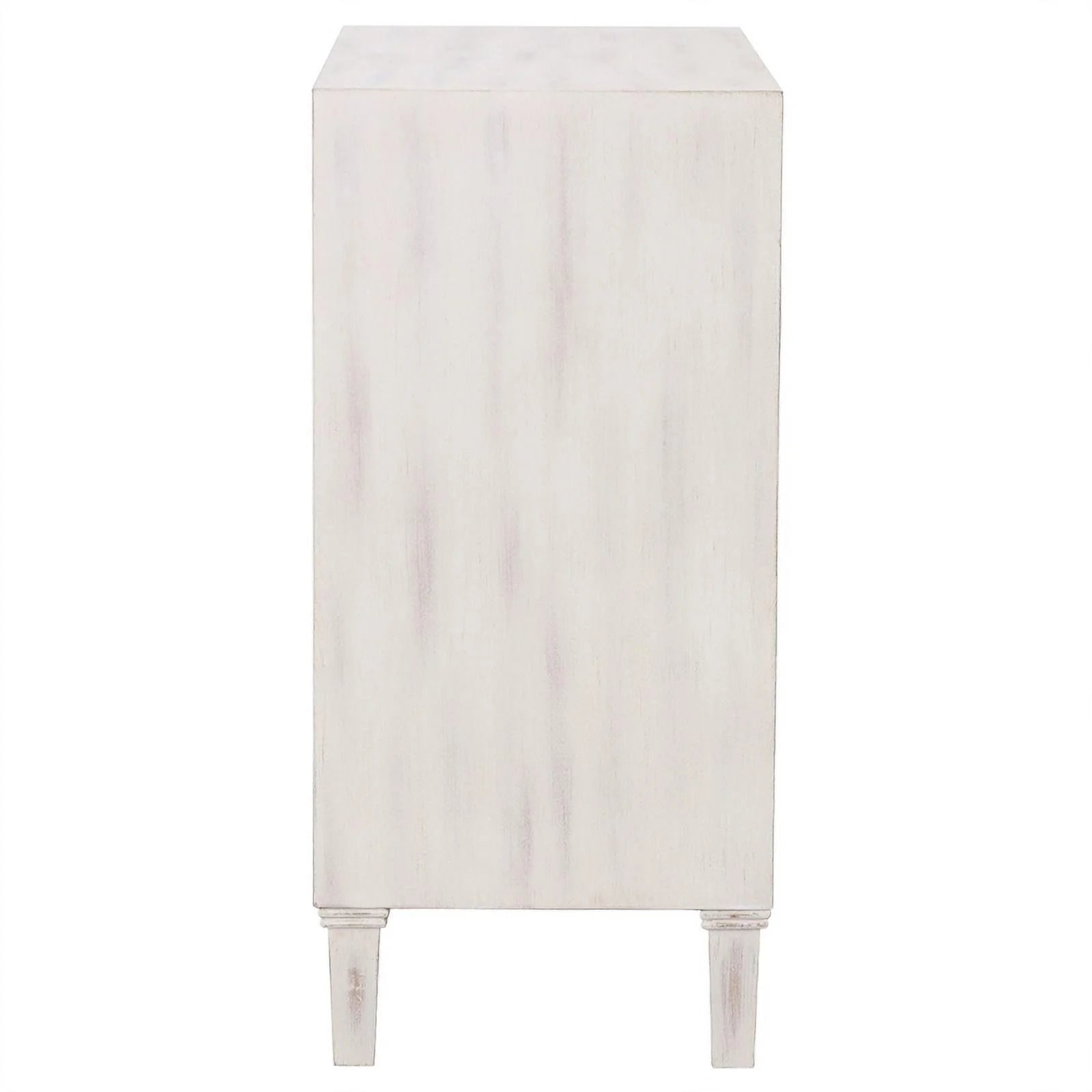 White Wood Accent Cabinet with Floral Carved Door V862
