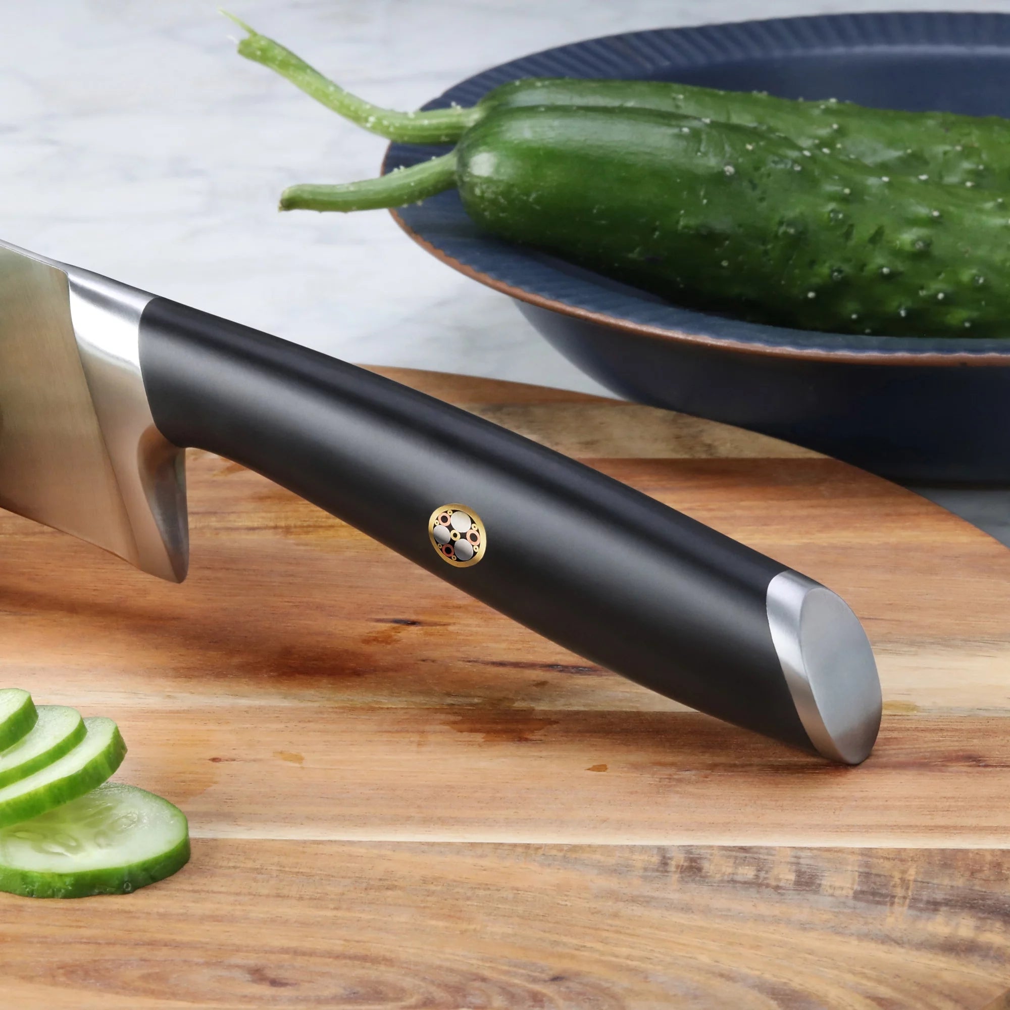 German Steel Forged 7" Santoku Knife, Black R219918