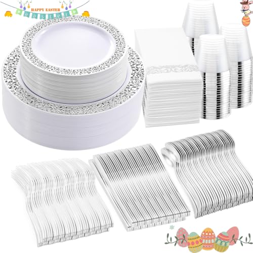 350pcs Silver Party Dinnerware Set B44653