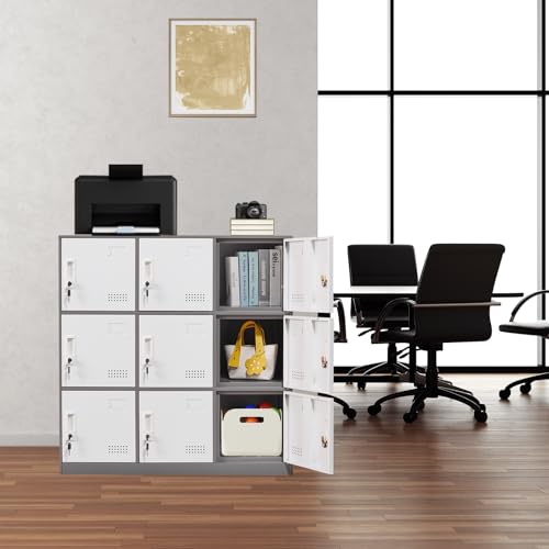 9 Door Grey & White Steel Locker E28197
