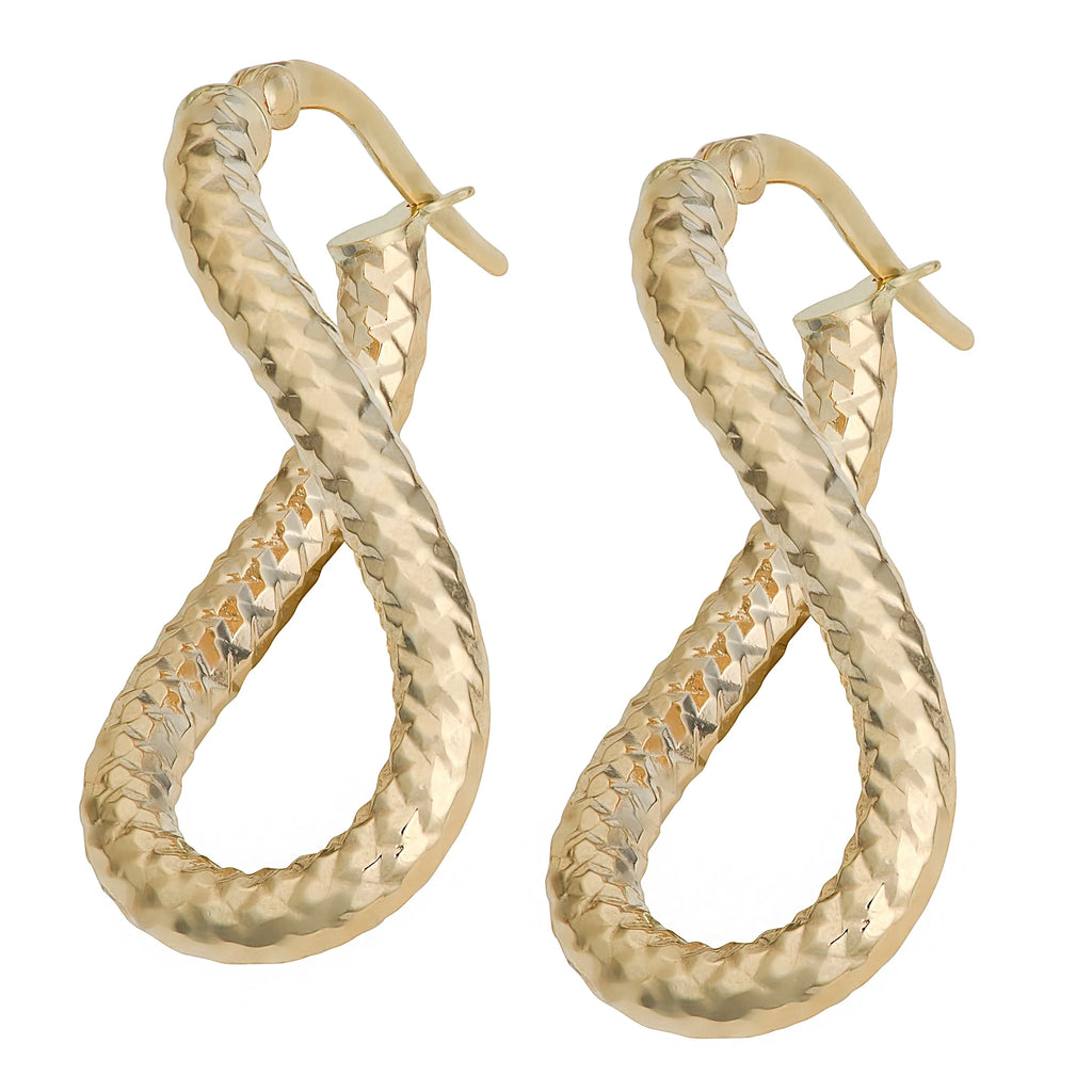 Yellow Gold Diamond-cut Oval Hoop Earrings I35816