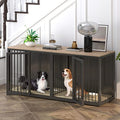 71.6'' All Steel Frame Double Door Dog Crate with Wooden Top H37828