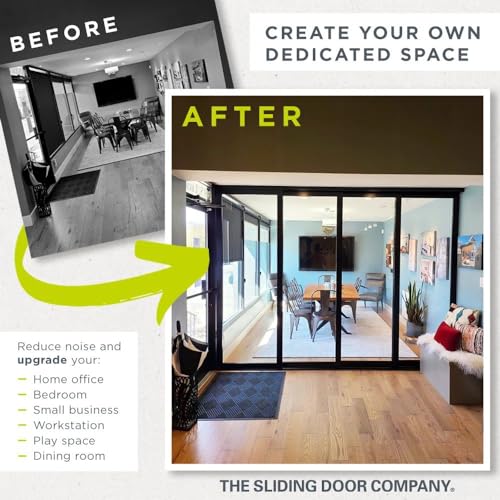 Large 144"x80" 4 Pane Multi Sliding Glass Wall Room Divider with Aluminum Framed Clear Tempered Glass I8806