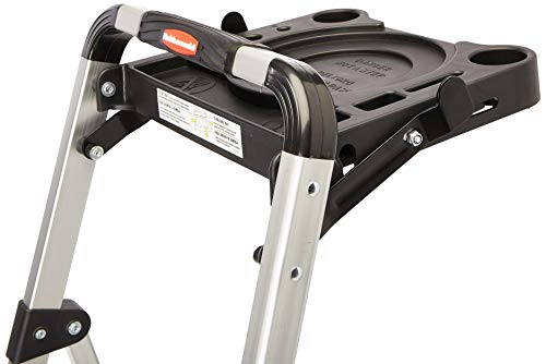 3-Step Lightweight Aluminum Folding Step Ladder with Project Tray, Gray T691