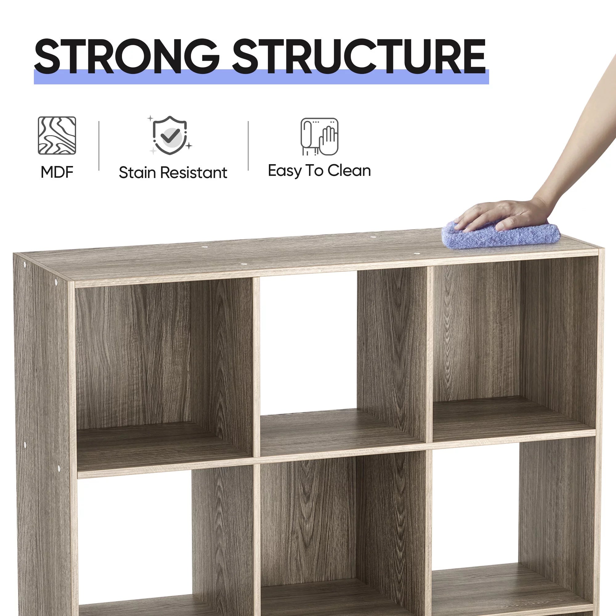 3-Tier 9 Cube Storage Organizer Wood Bookcase Bookshelf Black T6649