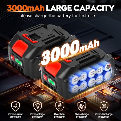 6000mAh Battery Cordless Electric Pressure Washer Handheld with 6-in-1 Nozzle, 17FT Drain Hose, 2 Battery I6063