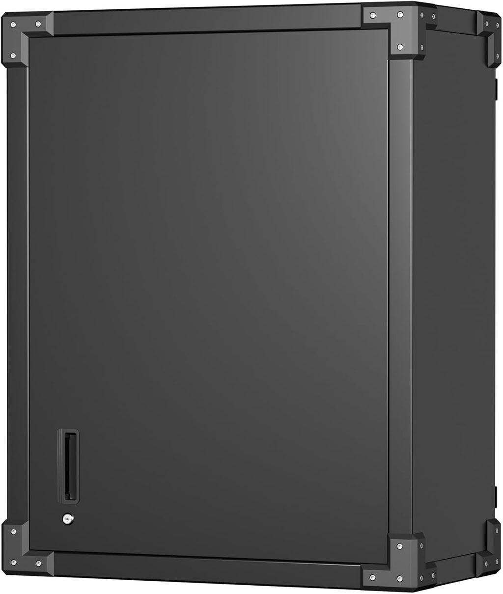 Black Metal Wall Cabinet with Locking Door and Adjustable Shelf N308899