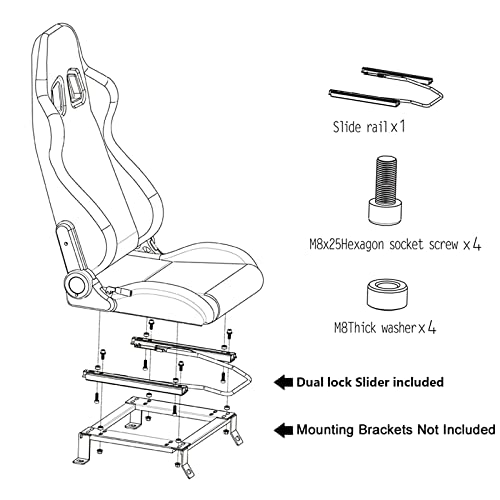 Pair of Bucket Seats with Dual Lock Sliders, PVC Leather (White) U5552