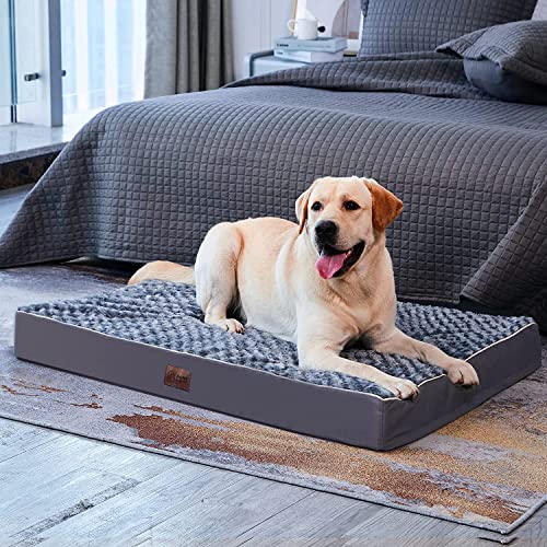 Orthopedic Large Dog Bed with Soft Rose Plush Removable Washable Cover and Non-Slip Bottom T133