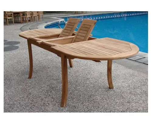 11 Pc Teak Dining Set with 118" Oval Table and 10 Stacking Arm Chairs D3609